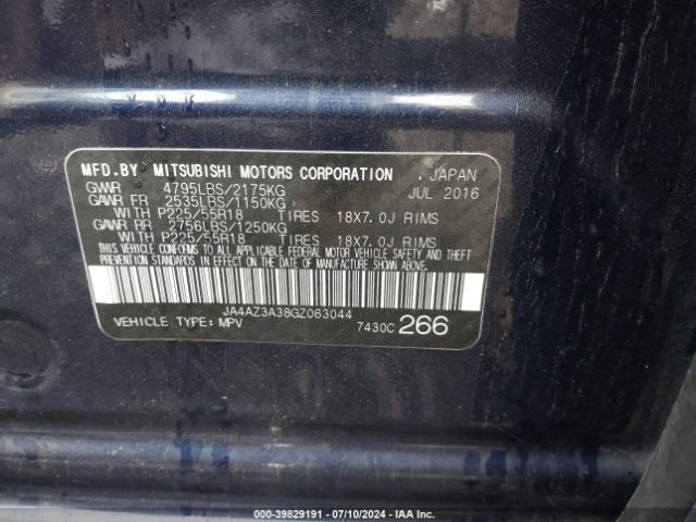 JA4AZ3A38GZ063044 Mitsubishi Outlander Sel