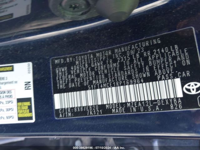 5YFT4MCE1RP169964 Toyota Corolla Xse