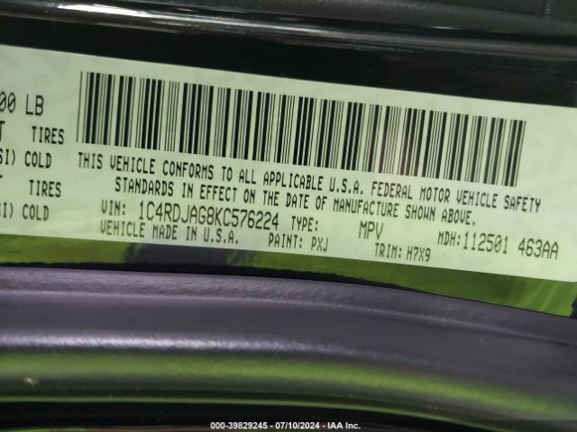 1C4RDJAG8KC576224 Dodge Durango Sxt Awd