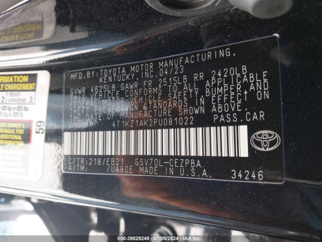 4T1KZ1AK2PU081022 Toyota CAMRY TRD