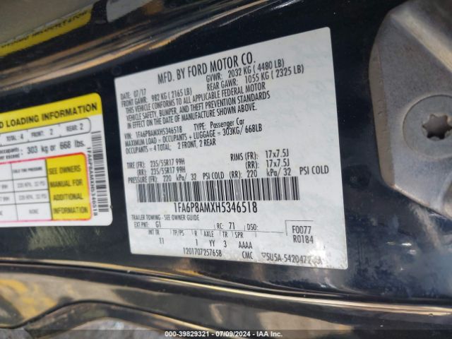 1FA6P8AMXH5346518 Ford Mustang V6