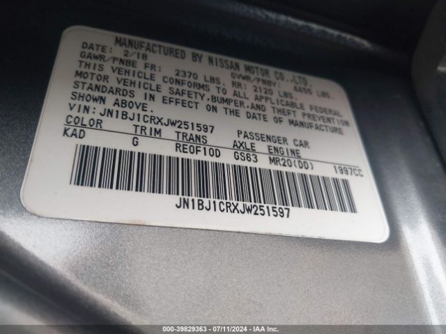 JN1BJ1CRXJW251597 Nissan Rogue Sport Sv