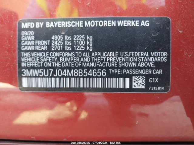 3MW5U7J04M8B54656 BMW 3 Series M340i