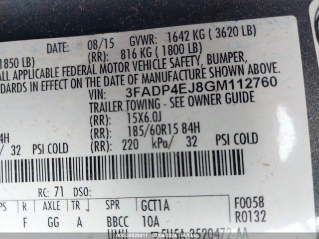 Ford FIESTA SE 2016 3FADP4EJ8GM112760 Image 9