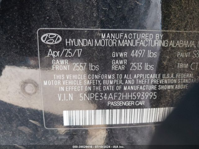 5NPE34AF2HH593995 Hyundai Sonata Sport