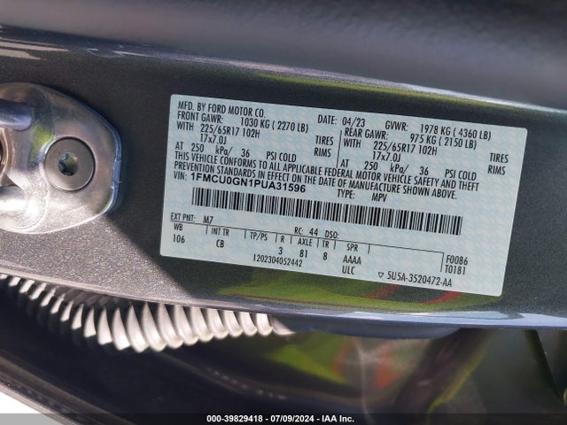 Ford Escape Active 2023 1FMCU0GN1PUA31596 Image 9