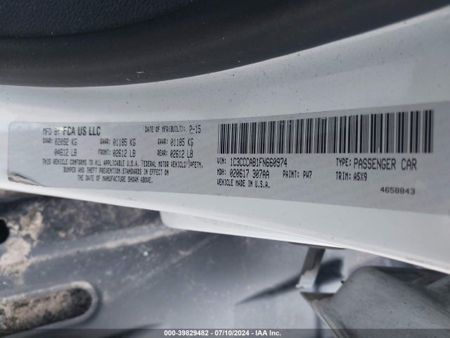 Chrysler 200 Limited 2015 1C3CCCAB1FN660974 Image 9
