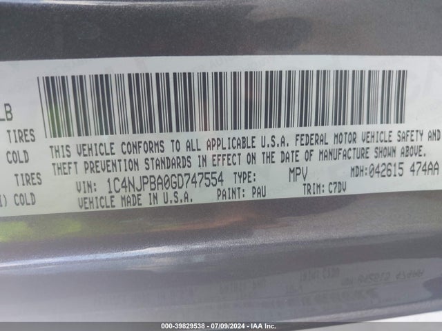 Jeep Patriot Sport 2016 1C4NJPBA0GD747554 Image 9