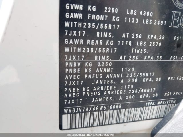 WVGJV7AX4GW516066 Volkswagen Tiguan