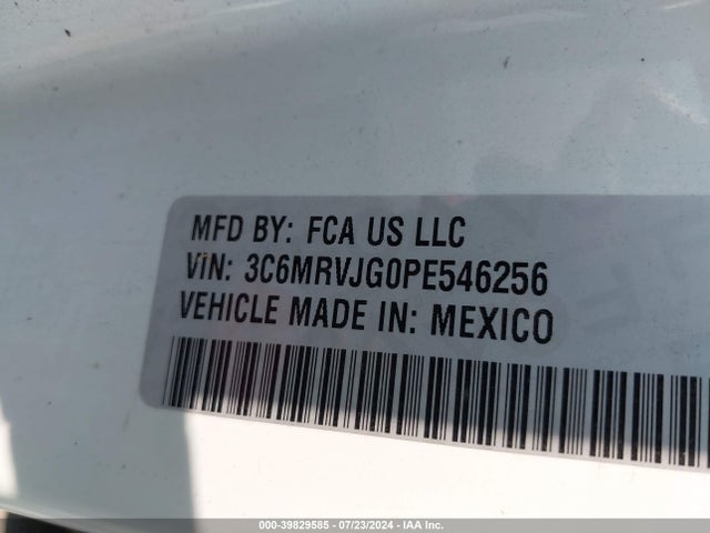 3C6MRVJG0PE546256 RAM Promaster 3500 Cargo Van High Roof 159 Wb Ext