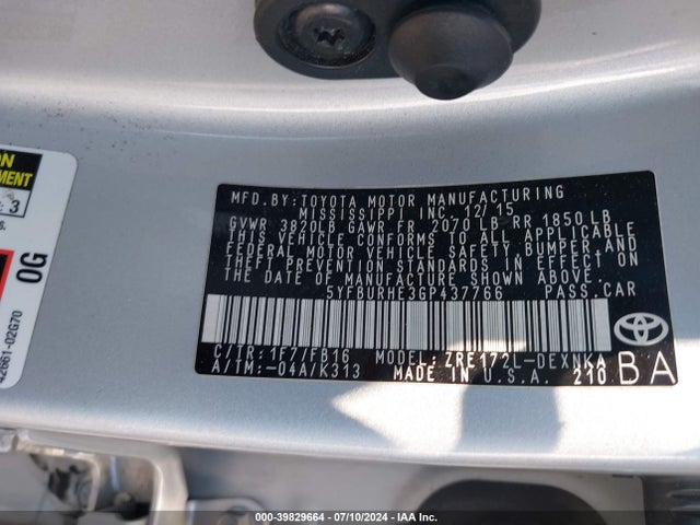 Toyota Corolla Le Plus 2016 5YFBURHE3GP437766 Image 9