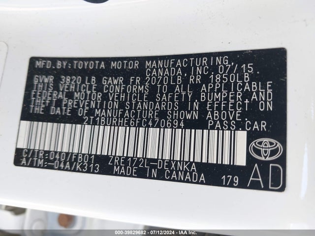 Toyota COROLLA LE 2015 2T1BURHE6FC470694 Image 9