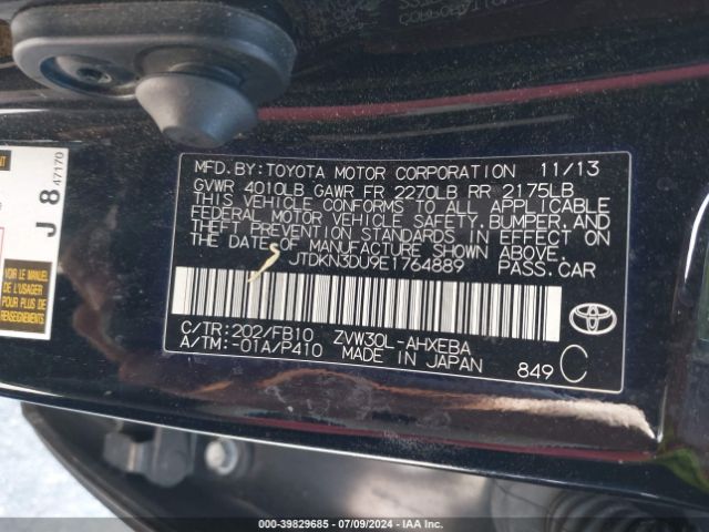 JTDKN3DU9E1764889 Toyota Prius Two