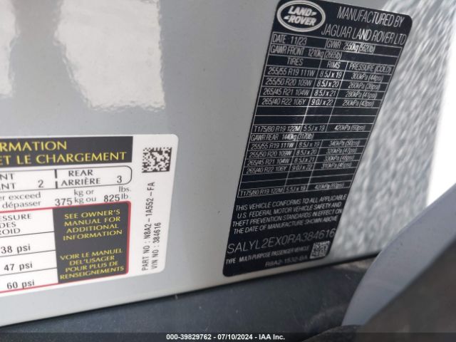 SALYL2EX0RA384616 Land Rover Range Rover Velar P250 Dynamic Se