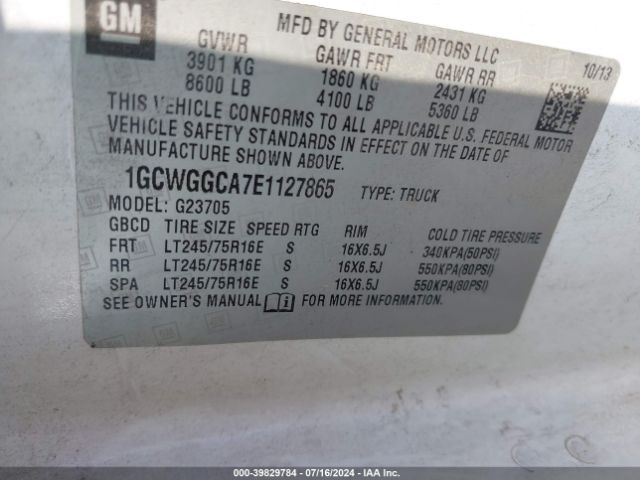 1GCWGGCA7E1127865 Chevrolet Express 2500 Work Van