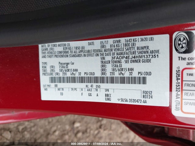 Ford FIESTA SE 2017 3FADP4EJ4HM137351 Image 9