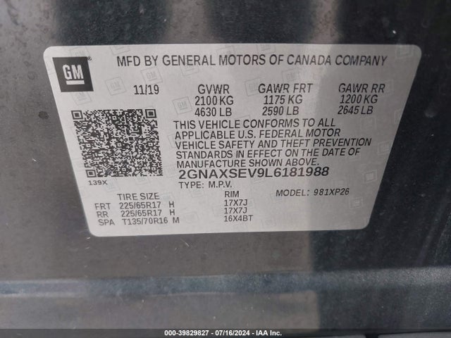 Chevrolet Equinox Awd Ls 2020 2GNAXSEV9L6181988 Image 28