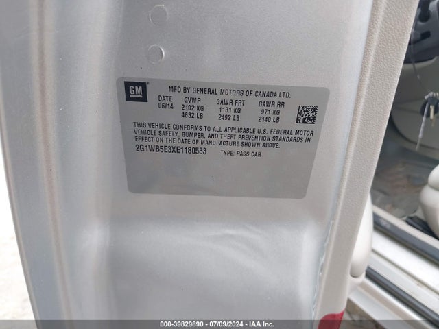 Chevrolet Impala Limited Lt 2014 2G1WB5E3XE1180533 Image 9