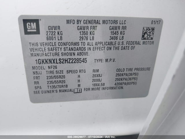 GMC Acadia Denali 2017 1GKKNXLS2HZ228545 Image 9