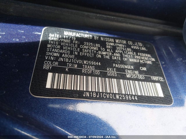 JN1BJ1CV0LW259644 Nissan Rogue Sport Sl Fwd Xtronic Cvt