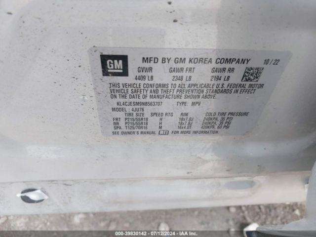 KL4CJESM9NB563707 Buick Encore Awd Preferred