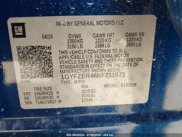 1GYFZER46KF211071 Cadillac XT4 SPORT