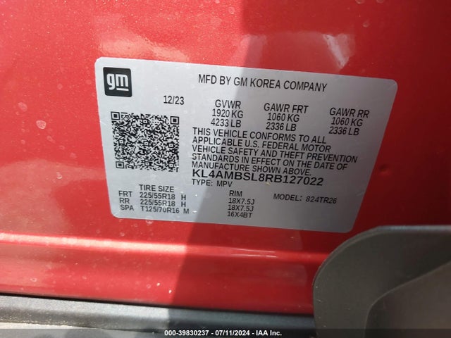 KL4AMBSL8RB127022 Buick Encore Gx Preferred Fwd