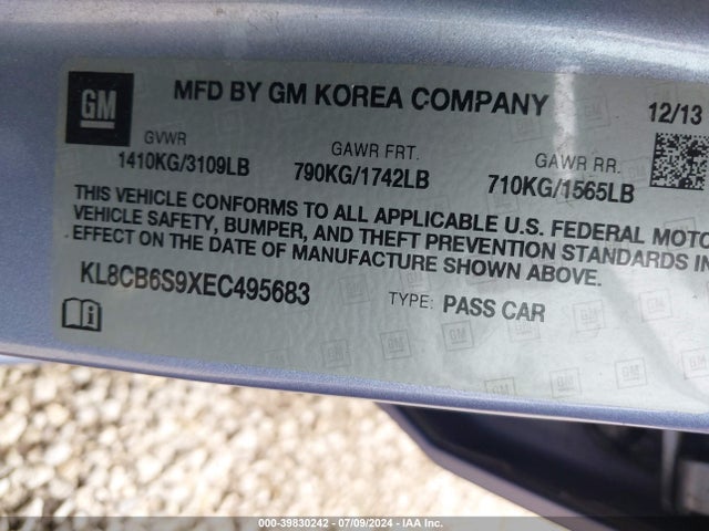 Chevrolet Spark Ls Auto 2014 KL8CB6S9XEC495683 Image 9