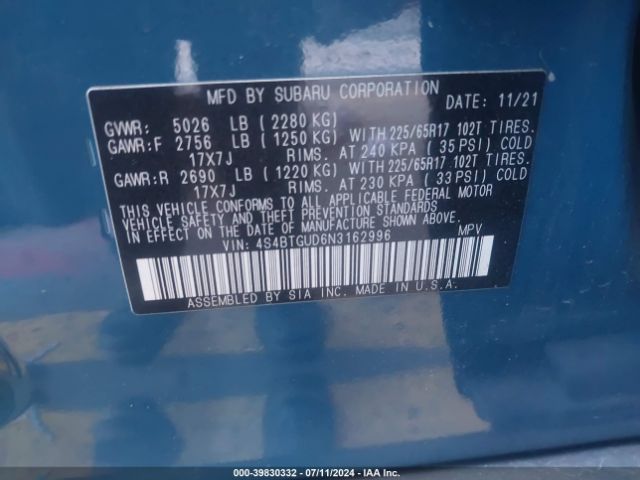 4S4BTGUD6N3162996 Subaru Outback Wilderness