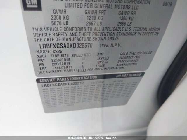Buick Envision Fwd Essence 2019 LRBFXCSA0KD025570 Image 9