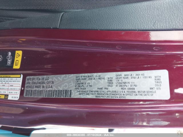 1C6HJTAG4NL126176 Jeep Gladiator Texas Trail 4x4