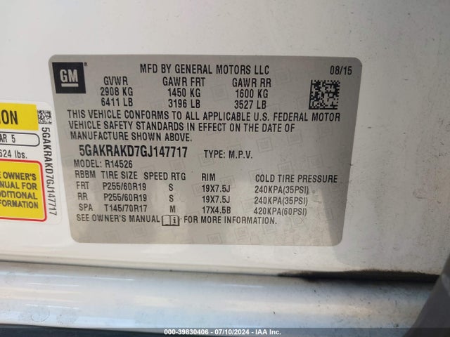 5GAKRAKD7GJ147717 Buick Enclave Convenience