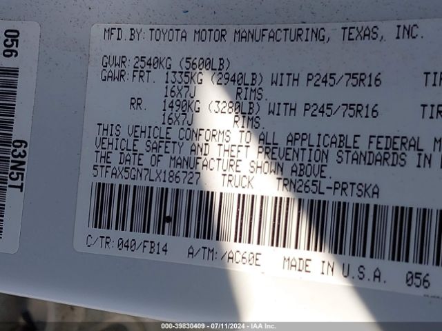 5TFAX5GN7LX186727 Toyota Tacoma Sr