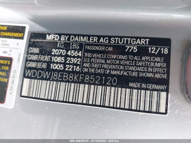 WDDWJ8EB8KF852120 Mercedes-Benz C 300 4matic