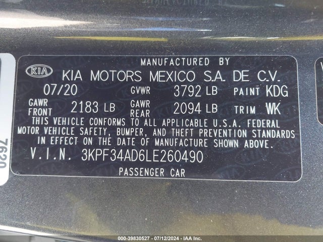 KIA Forte Gt-line 2020 3KPF34AD6LE260490 Image 9