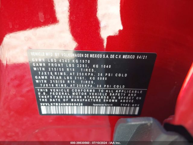 3VVLX7B24NM005420 Volkswagen Taos 1.5t Se