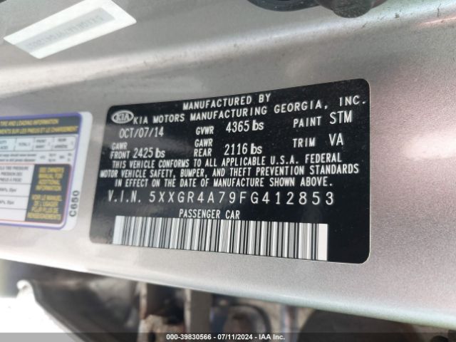 5XXGR4A79FG412853 KIA OPTIMA SX