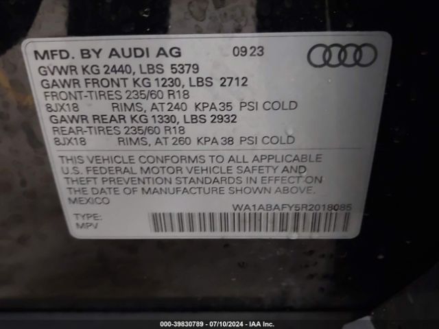 WA1ABAFY5R2018085 Audi Q5 Premium 40 Tfsi Quattro S Tronic