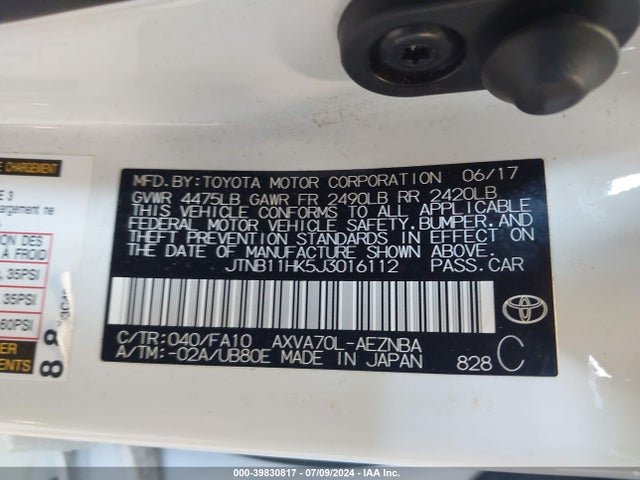Toyota CAMRY LE 2018 JTNB11HK5J3016112 Image 9