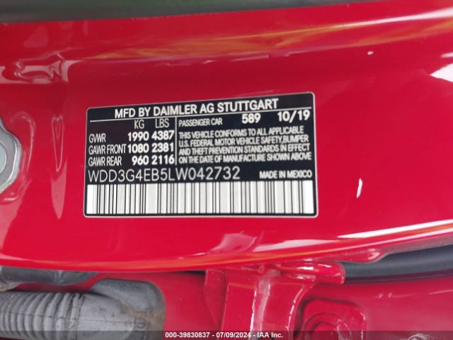 WDD3G4EB5LW042732 Mercedes-Benz A 220