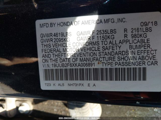 19UUB2F6XKA006891 Acura Tlx Tech   A-spec Pkgs