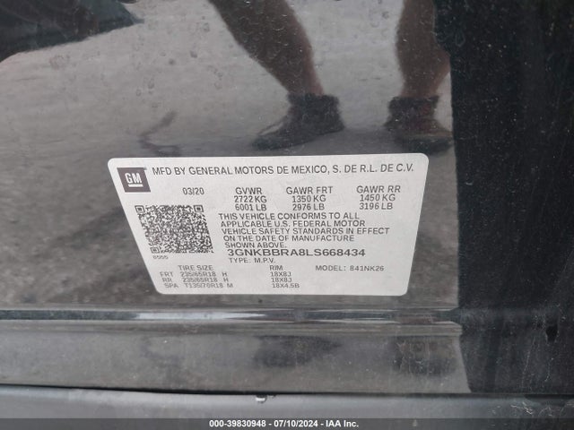 3GNKBBRA8LS668434 Chevrolet Blazer Fwd 1lt