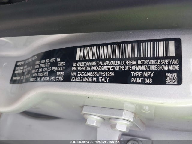 ZACCJABB8JPH91954 Jeep Renegade Altitude Fwd