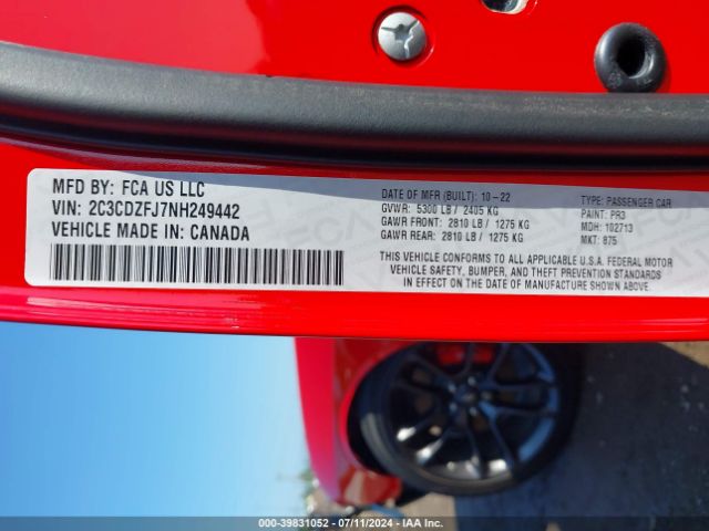 2C3CDZFJ7NH249442 Dodge Challenger R/t Scat Pack