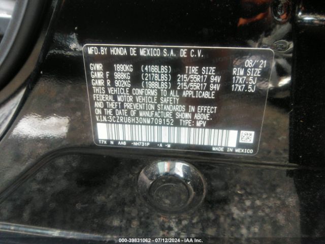 3CZRU6H30NM709152 Honda Hr-v Awd Lx