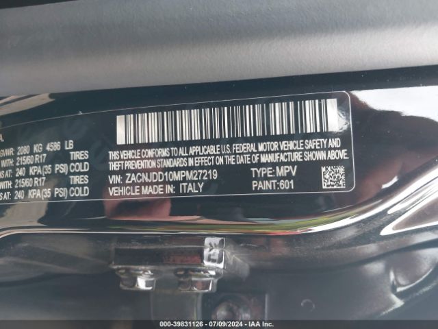 ZACNJDD10MPM27219 Jeep Renegade Limited 4x4