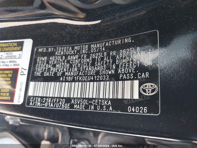 Toyota CAMRY SE 2014 4T1BF1FK0EU412033 Image 9
