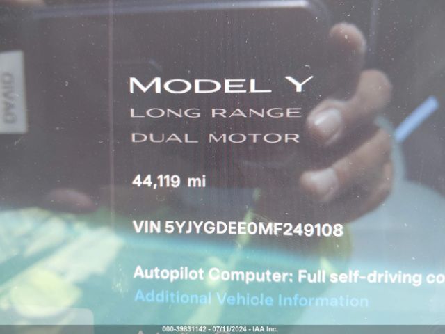 5YJYGDEE0MF249108 Tesla Model Y Long Range Dual Motor All-wheel Drive