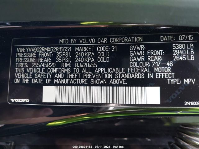 YV4902RMXG2815651 Volvo Xc60 T6 Platinum