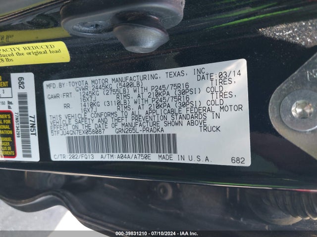 Toyota Tacoma Prerunner V6 2014 5TFJU4GN7EX058087 Image 9